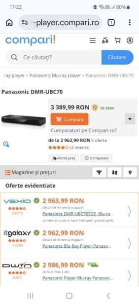 Panasonic DMR-UBC 70 Blu-ray recorder 4K nou
