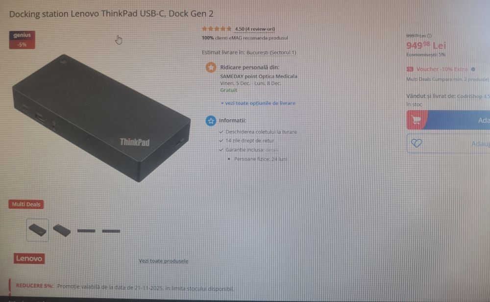 Docking station Lenovo ThinkPad 4K Gen2 USB - C