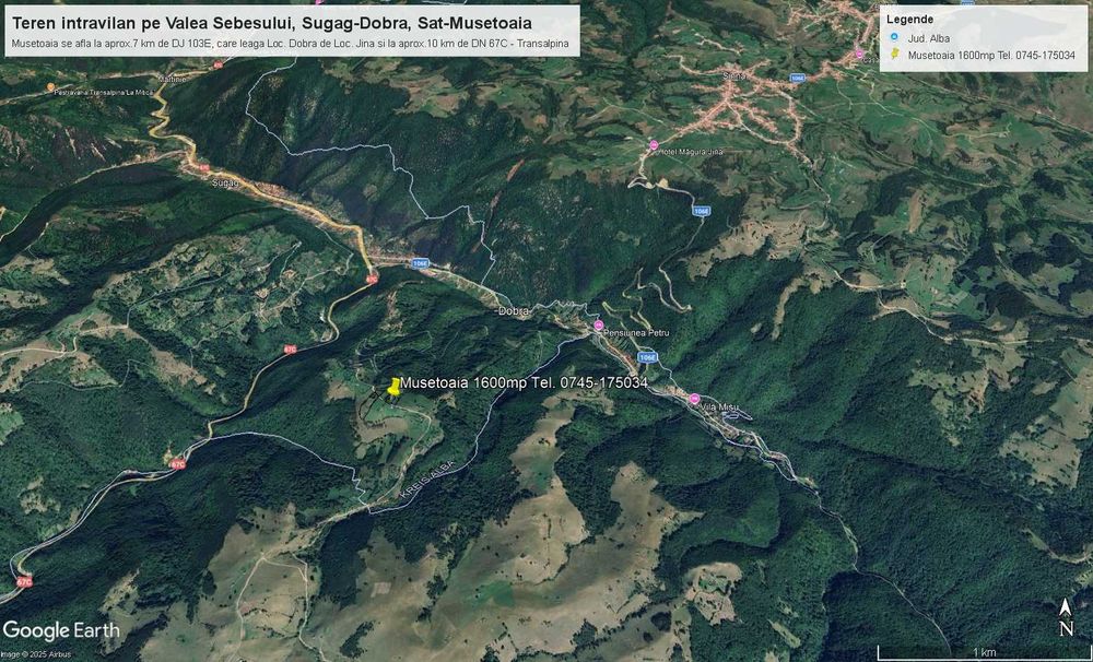 Teren intravilan pe Valea Sebesului, Sugag-Dobra, Sat-Musetoaia