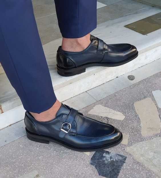 Pantofi monk de lux 41 lucrati manual AMBIORIX NOI piele naturala