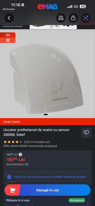 Uscator maini electric 2000W