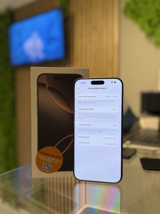 **ATS GSM**iPhone 16 Pro Max 256Gb Desert/Baterie96%/Fact+Gar 12 luni