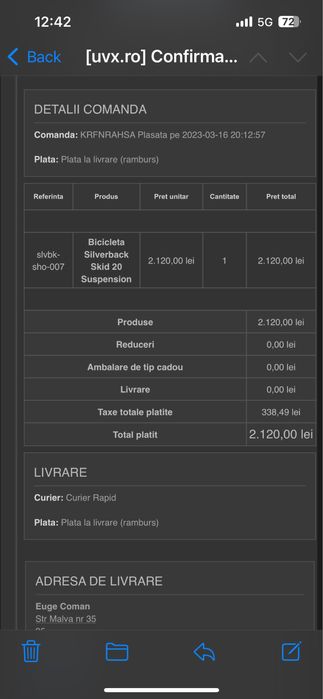 Bicicleta SKID  copii 20, cu suspensie fata si frane pe disc