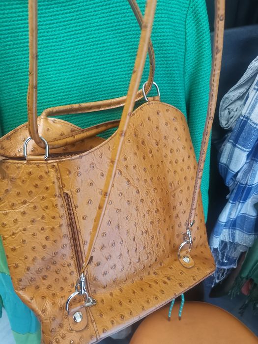 Чанта естествена кожа-щраус