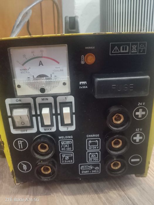 3в1 електрожен зарядно и стартов ток 12/24волта с нови кабели цена 250