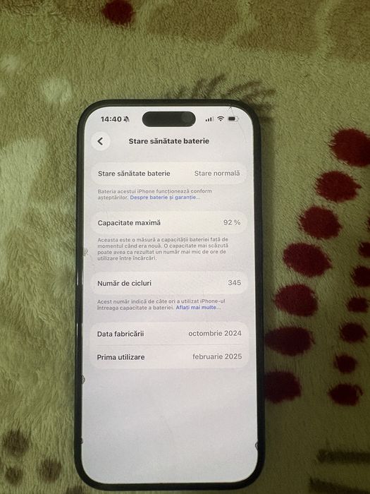 Vand/schimb iphone 16 128gb 92%bat