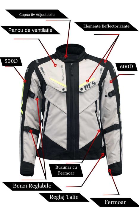 Geacă Moto textil PES cu Protecții Level 2 mesada iarna  impermeabila