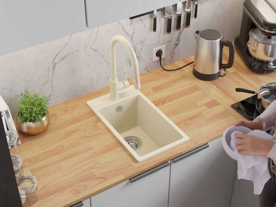 Беж кухненска гранитна мивка Рига 30 XL 280 x 500 mm