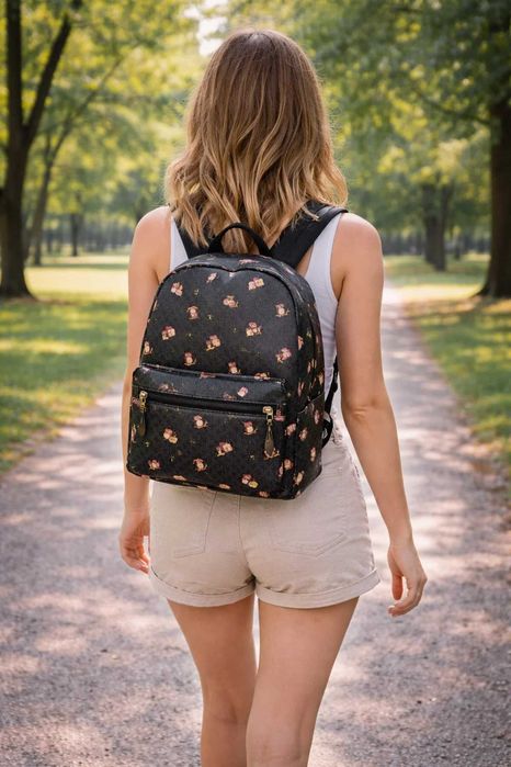 Lichidare stoc! Rucsac casual dama din piele ecologica, cu buzunar frontal, 32 cm
