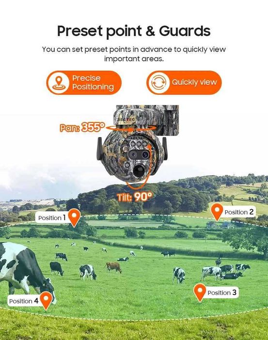 6MP Соларна камера за наблюдение, инфрачервена технология, 4G PIR IP66