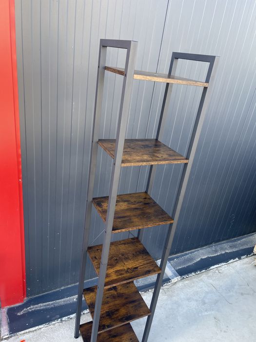 raft stil industrial cu 5 rafturi din lemn și oțel, 40x30x154cm