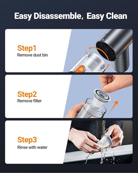 “SEALIGHT” VS02 преносима безжична автомобилна прахосмукачка