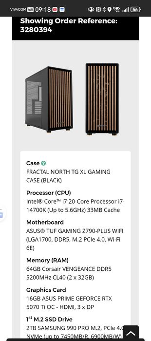 Нов десктоп  i7-14700K 64 GB RAM 16GB VRAM RTX GeForce 2TB SSD