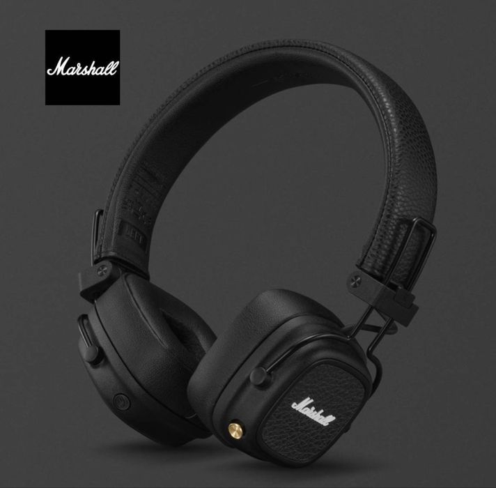 НОВИ!!! Безжични слушалки Marshall Major V, Bluetooth, 100+ часа батерия, Wireless Charging, Black