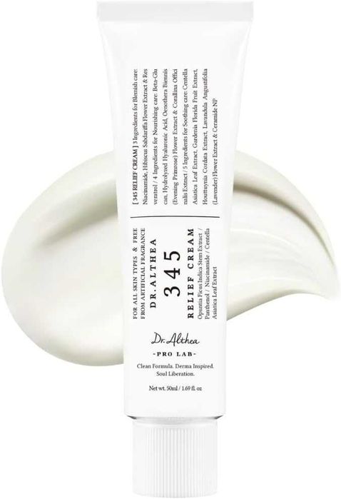 DR. ALTHEA 345 Relief Cream – Успокояващ и възстановяващ крем за лице, 50 мл, с ниацинамид, хиалуронова киселина, центела и керамиди