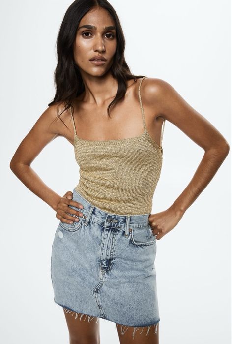 Fusta mini denim, Mango, XS