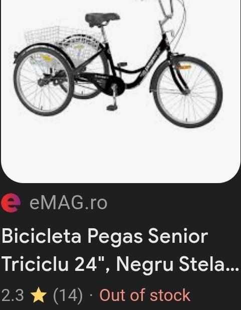 Tricicleta  Pegas Senior Triciclu 24" putin folosita