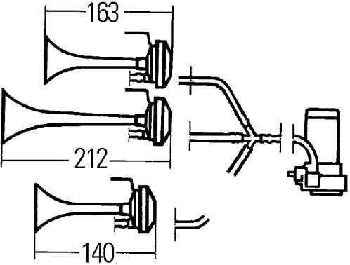 въздушни тромби, клаксон, фанфари, 12V, 118dB (A), Hella Германия