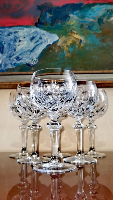 Кристални чаши супер луксозни за вино сервиз от 6 бр ръчно рязани