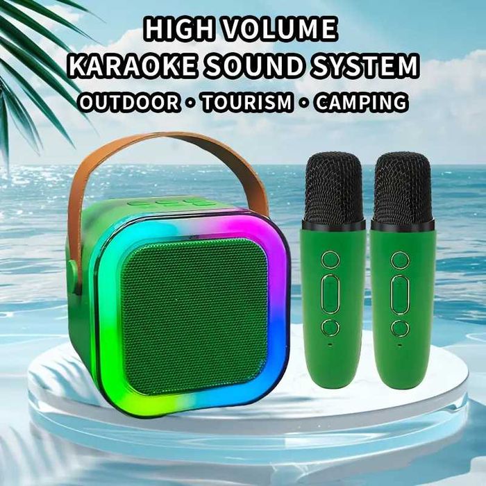 Тонколона с 2 микрофона Караоке машина Високоговорител - 6 цвята