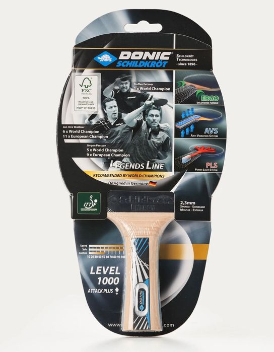 Нова DONIC 1000 Legends Line хилка за тенис на маса Attack Plus