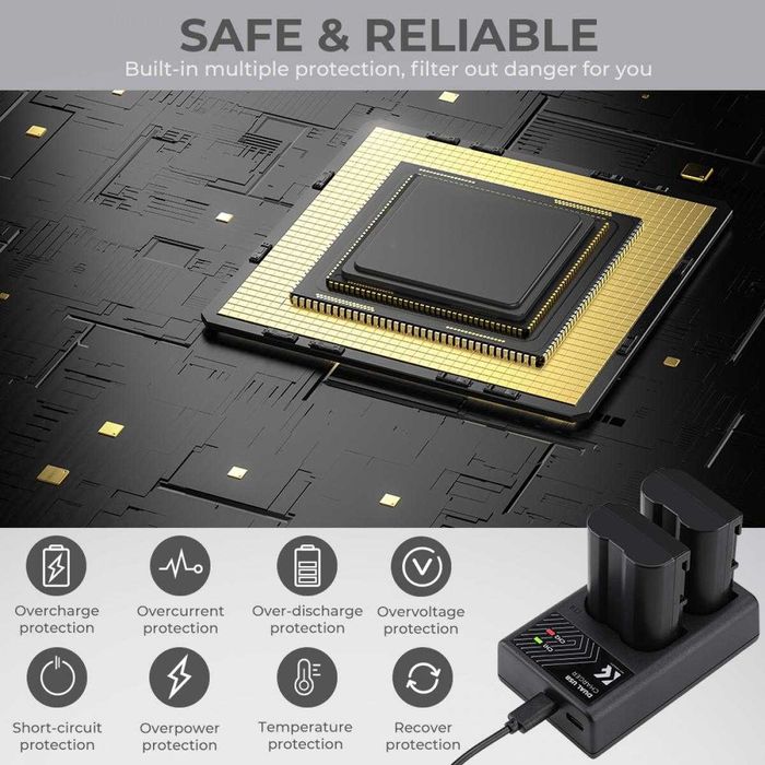 Комплект 2 батерии EN-EL15 + зарядно K&F Concept