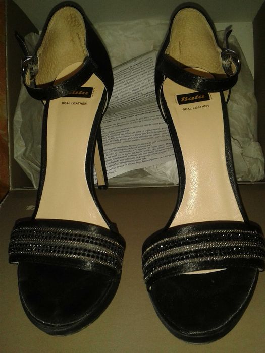 Sandale/Pantofi BATA, negri cu strasuri, superbi TRANSPORT GRATUIT