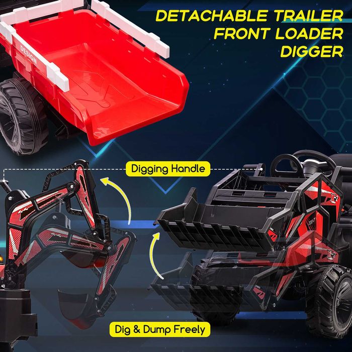 Акумулаторен Трактор Digger 24v батерия Висока версия с ремарке