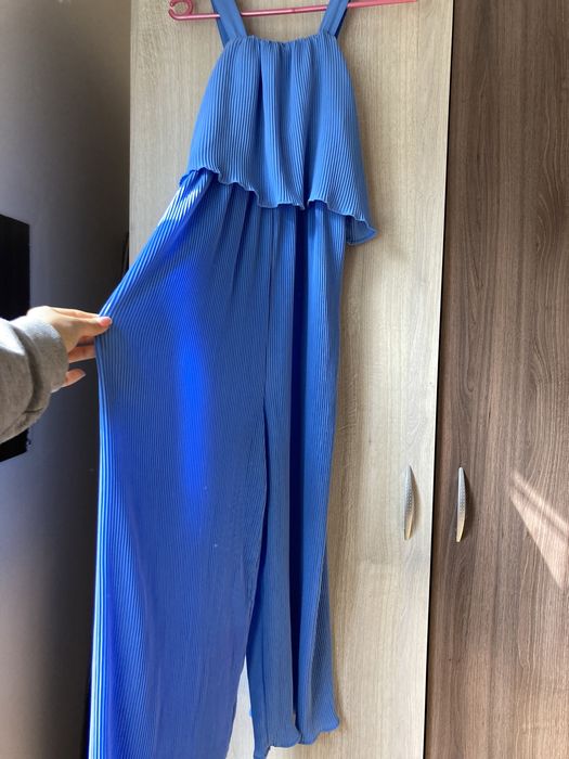 Син плисиран гащеризон Zara
