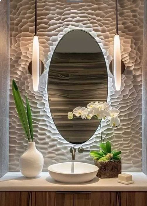 Огледало за баня с чисти линии и скрито LED осветление