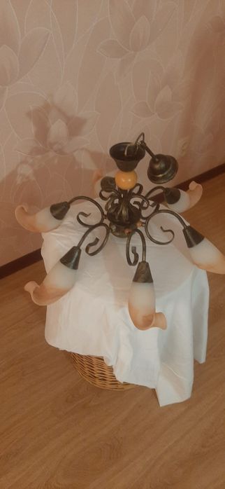 Люстра, лампы, стекло, метал