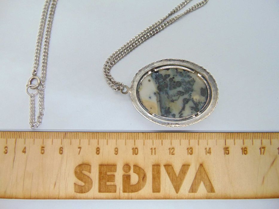 Lant lung si pandantiv din argint cu agat dentritic