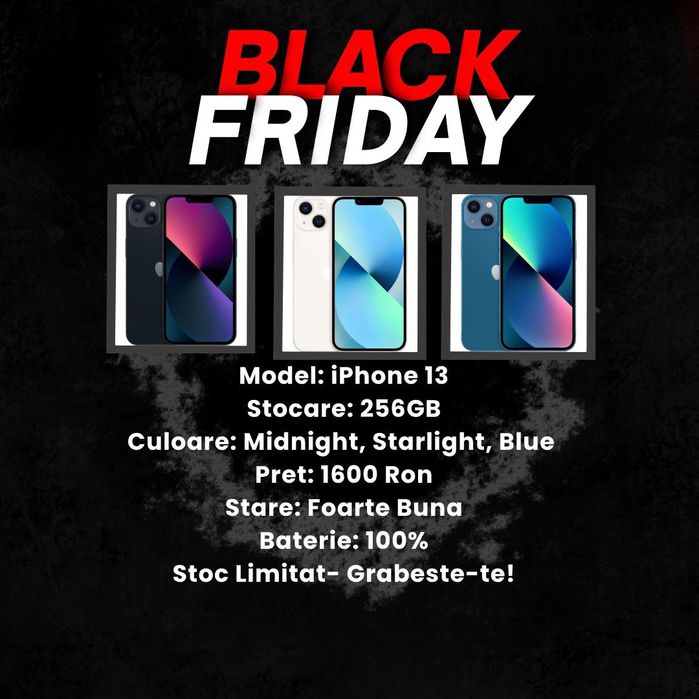 Black Friday!!! iPhone 13 256gb Midnight/Starlight/Blue Neverlocled