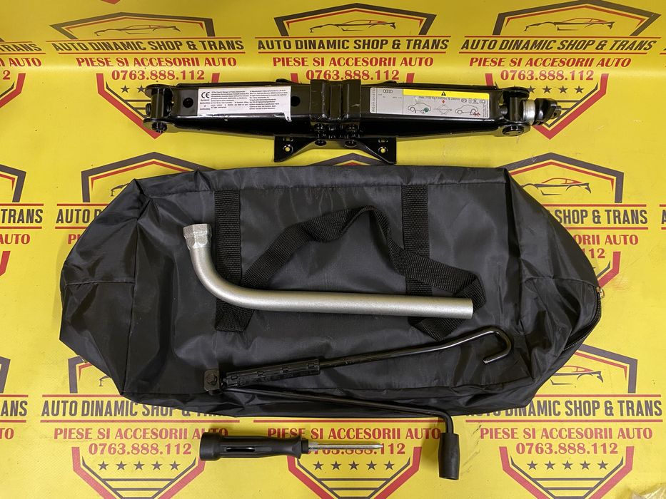 Cric auto OEM kit original Audi A3 cu coarba manivela husa