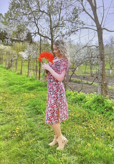 Rochie din matase multicolora