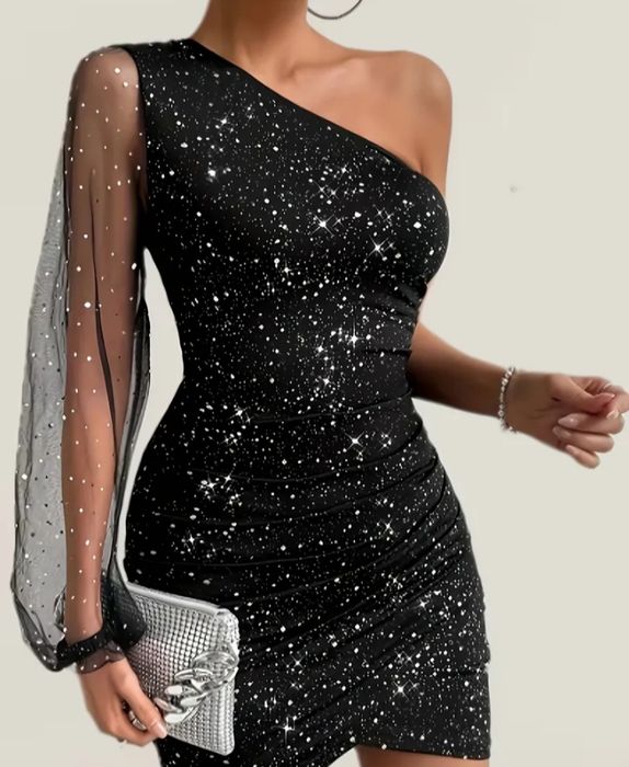 Продам чёрное блестящее платье