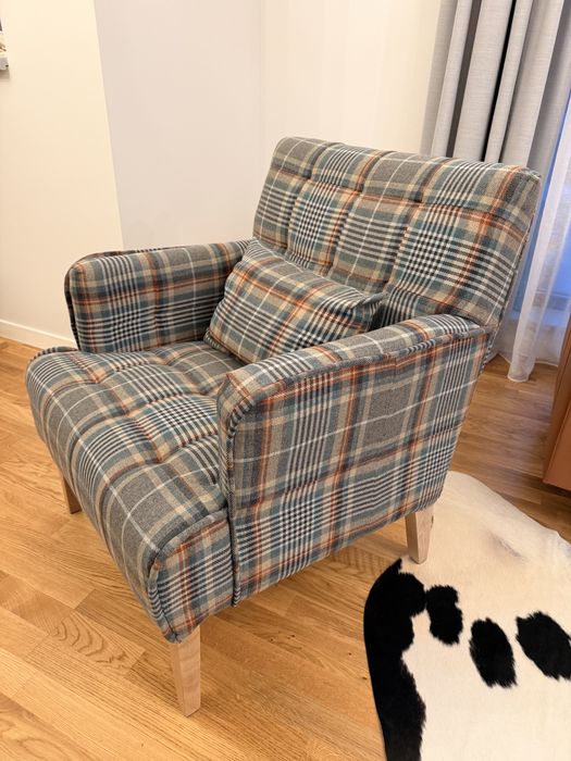 Fotoliu tapitat Albastru/Gri