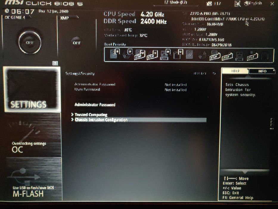 Комплект Intel I7 7700K + MSI Z270-A PRO