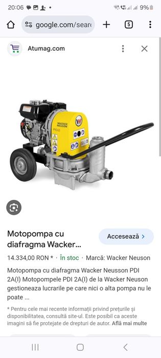 Motopompa cu diafragma (membrana) wacker neuson PDI2A 300l/min