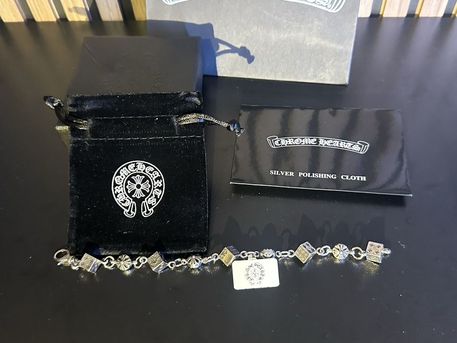 Нова гривна Chrome Hearts Dice and Crossball Bracelet в пълен комплект