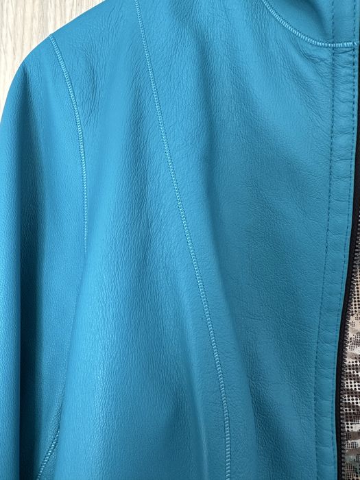 Двулицево кожено яке в цвят петрол