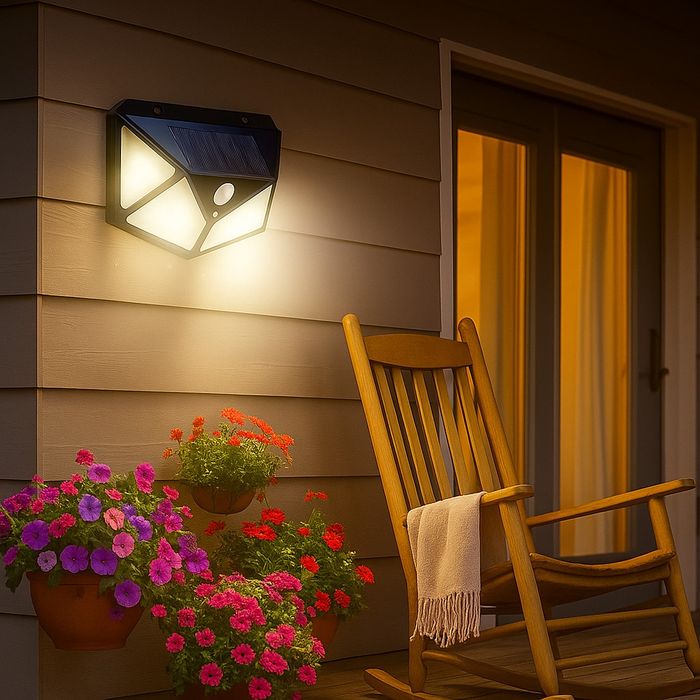 Водоустойчива външна соларна лампа с 300 LED диода - 3 режима на работ