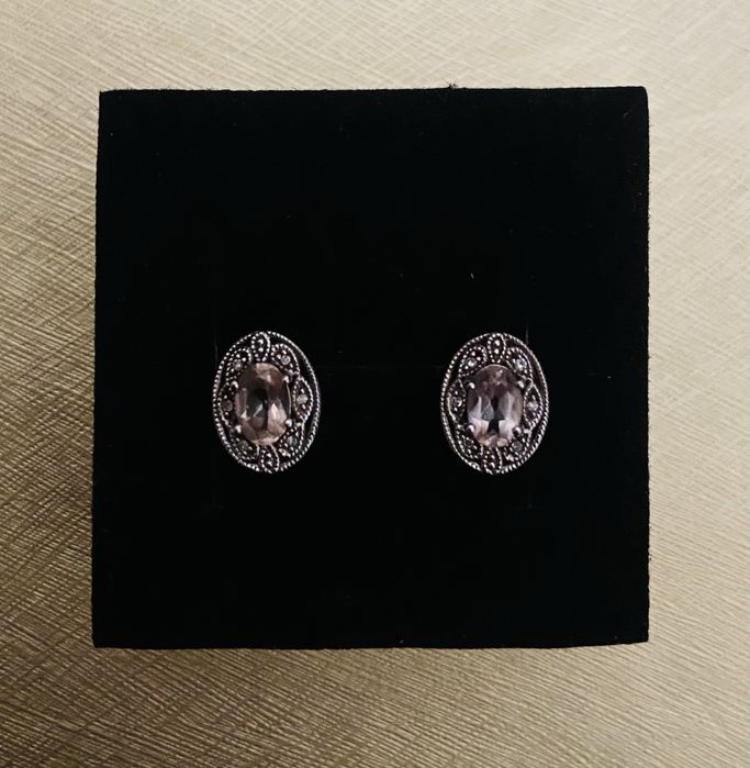 Cercei din argint cu ametist si diamante