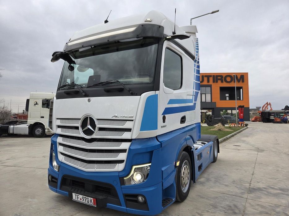 Mercedes-Benz ACTROS 18.510, AUTOMATA+RETARDER 5 trepte, SA CUPLARE REGLABILA la 1,15m si 0,9m, 2 rezervoare cumulat 680l, Spoilere cabina si sasiu, Camere in loc de oglinzi, Navigatie, Frigider, rulat in GERMANIA, posibil leasing 4 ani, PROMOTIE 45.900 E