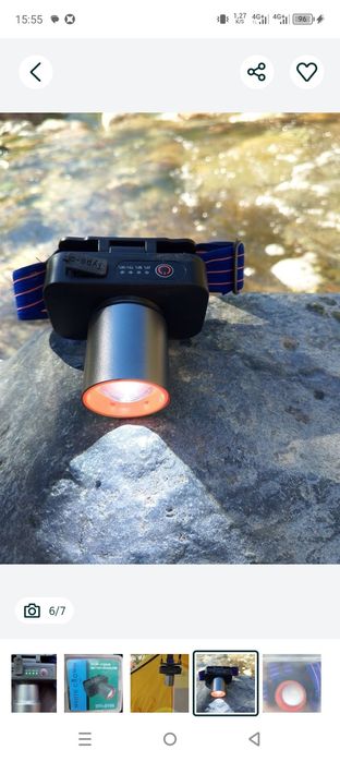 Фонарь налобный ,2в1, с  функцией повербанка