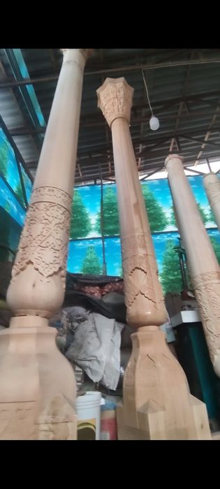Milliy ustunlar tayyorlash hizmati yogʻoch ustunlar naqshli ustunlar