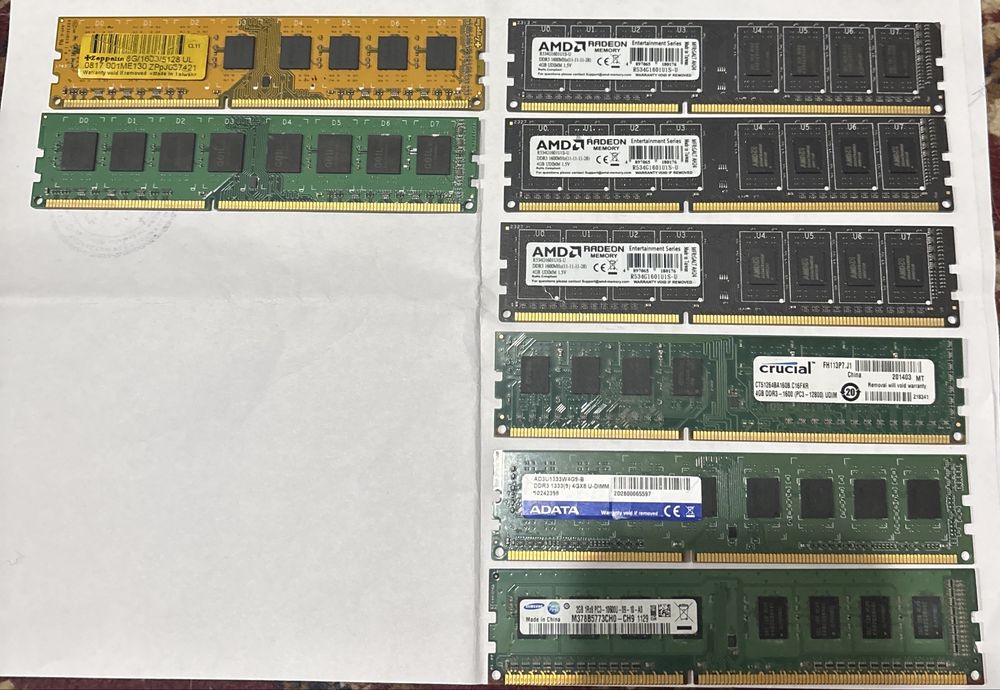 ОЗУ DDR3 2x8GB + 5x4GB + 2GB (AMD, Crucial, ADATA, и др)