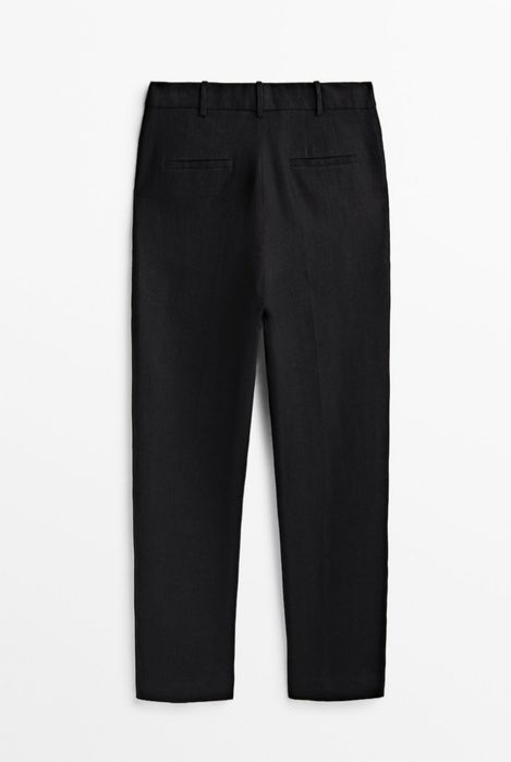 Брюки с двойными защипами 100% лён