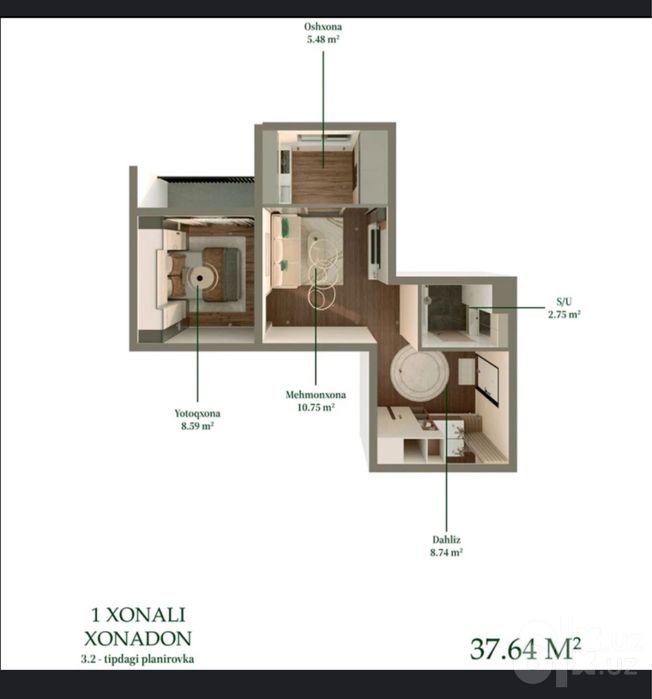STOCHNA SOTILADI ‼️ Bashkent 2 xonalik 38kv/m