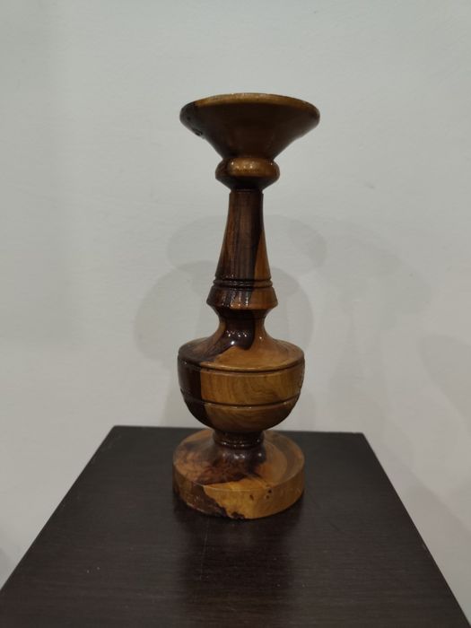 Винтидж дървен свещник – ръчна изработка, масив